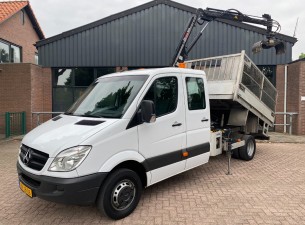 2010 Mercedes-Benz Sprinter 2.2CDI 513 Doka Kipper + Hiab 022 Kraan VK7310