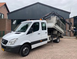 2010 Mercedes-Benz Sprinter 2.2CDI 513 Doka Kipper + Hiab 022 Kraan VK7310 | Transport | Bedrijfswagens