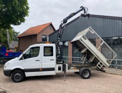 2010 Mercedes-Benz Sprinter 2.2CDI 513 Doka Kipper + Hiab 022 Kraan VK7310 | Transport | Bedrijfswagens