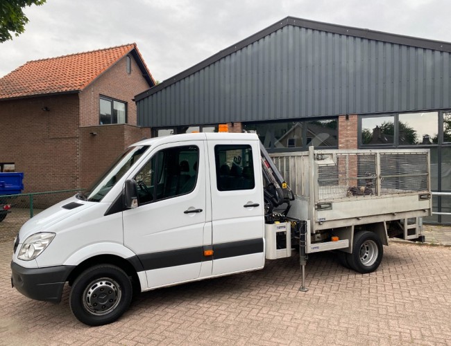 2010 Mercedes-Benz Sprinter 2.2CDI 513 Doka Kipper + Hiab 022 Kraan VK7310 | Transport | Bedrijfswagens