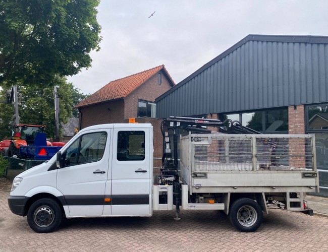 2010 Mercedes-Benz Sprinter 2.2CDI 513 Doka Kipper + Hiab 022 Kraan VK7310 | Transport | Bedrijfswagens
