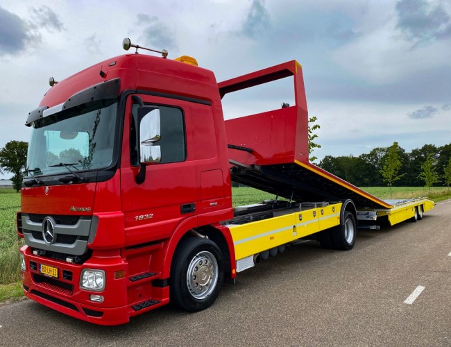 2010 Mercedes Actros 1832 Autotransporter De Groot + Tijhof aanhangwagen VK7390 | Transport | Vrachtwagens