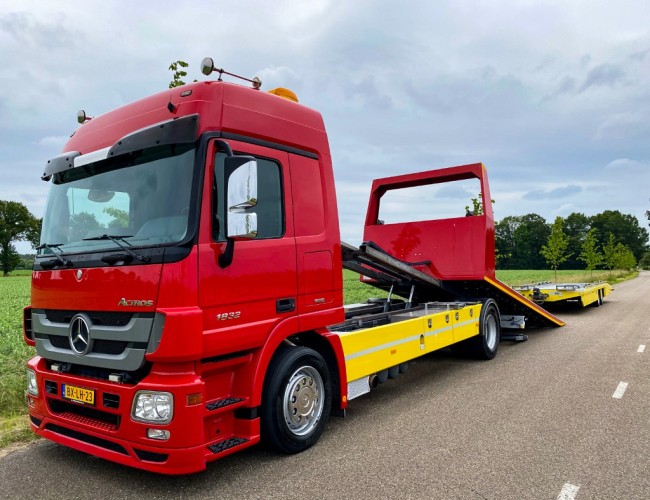 2010 Mercedes Actros 1832 Autotransporter De Groot + Tijhof aanhangwagen VK7390 | Transport | Vrachtwagens