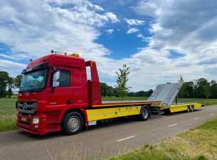 2010 Mercedes Actros 1832 Autotransporter De Groot + Tijhof aanhangwagen VK7390