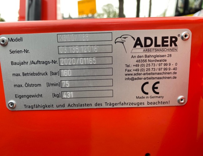 2022 Adler K600 135cm Veegmachine | Aanbouwdelen | Veegmachine / Borstel