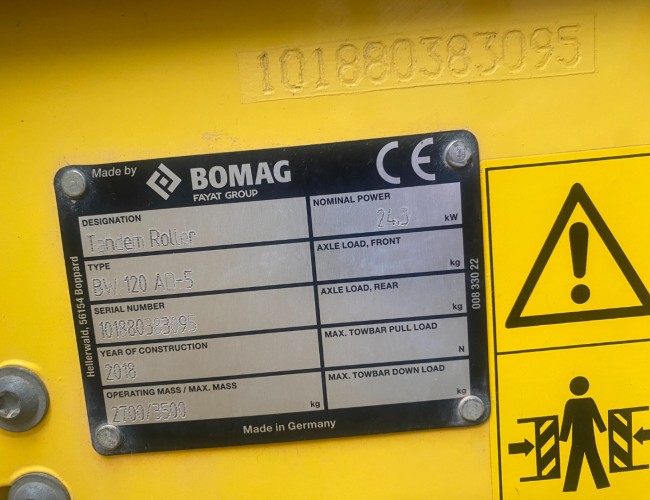 2018 Bomag BW120 AD-5 VK8605 | Grondverdichting | Wals