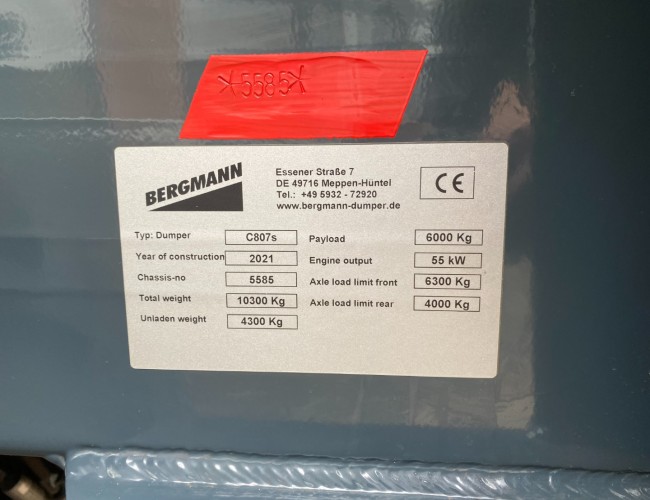 2021 Bergmann C807s Swivel Dumper Foldable roof VV1273 | Dumper | Wieldumper
