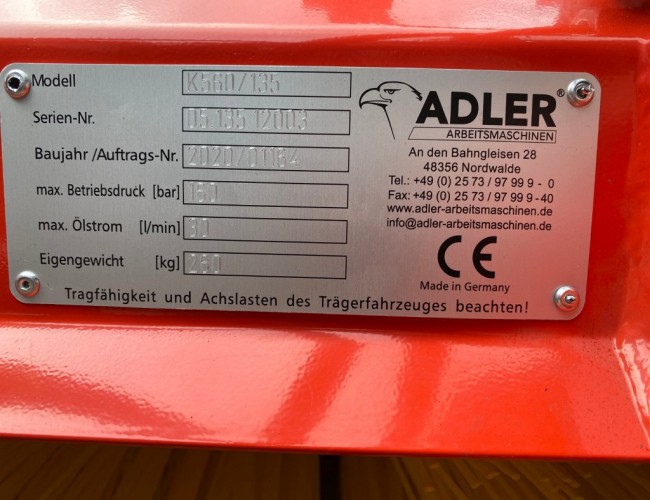 2023 Adler K560 135cm Veegmachine VK9030 | Aanbouwdelen | Veegmachine / Borstel