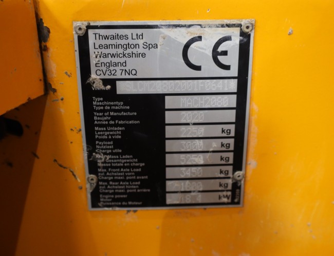 2020 Thwaites 3 Tonne Swivel Hydrostatic Dumper VK9045 | Dumper | Wieldumper