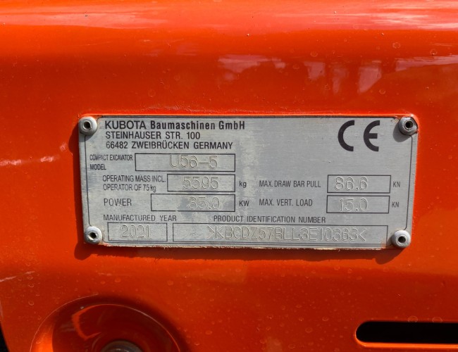 2021 Kubota U56-5 Minigraver VV1309 | Graafmachine | Minigraver