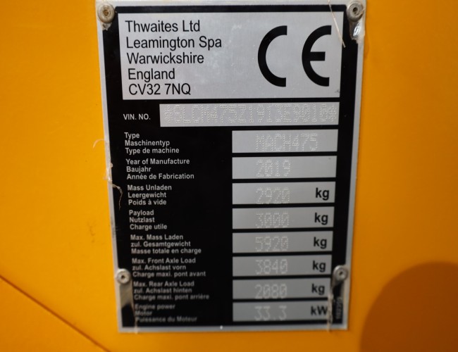 2019 Thwaites 3 tonne Hi-Tip Swivel Dumper (Mach 475) (T300-H) VK10280 | Dumper | Wieldumper